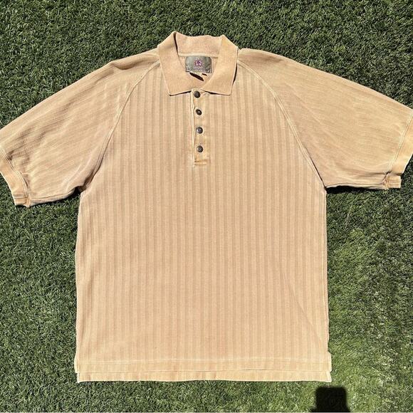 Vintage Territory Ahead Heavyweight Herringbone Textured Short Sleeve Polo Shirt - Picture 1 of 9